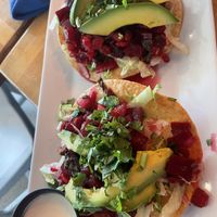 Vegan beet tostadas   at Casa Azul Taqueria in Providence