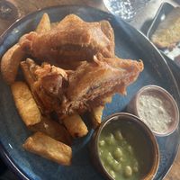 Vegan fish and chips   at Harbour Lights in Paignton