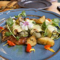 Zucchini cannelloni with vegan cheese and roasted baby potato   at MA and The Seeds of Life in Hong Kong Island
