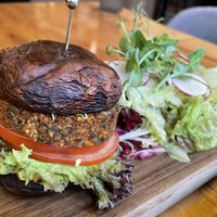 Portobello burger with cashew truffle sauce   at MA and The Seeds of Life in Hong Kong Island