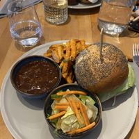 Sloppy Dan Burger with Sweet Potato Fries  at Rucolino in Dudelange