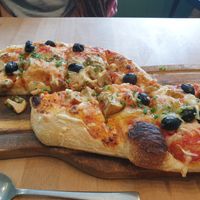 Focaccia with olives and mushrooms at Rucolino in Dudelange