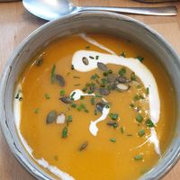 Menu (starter), delicious pumpkin soup at Rucolino in Dudelange