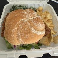 Fried chicken sandwich with hot chicken   at Cats Luck Vegan in Neptune City
