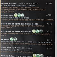 Menu at Falafel Factory - Food Stand in Tenerife