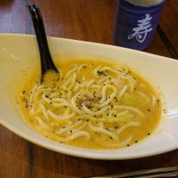 B3: Happy Spicy Noodle - RM9.90
The soup had a nice eggy creaminess, even with it being vegan! Didn't really get the hint of spice to it, but still plenty flavorful. However, it was lacking for me... Just noodles and cabbage? Unreasonably priced in my opinion. at Sushi Kitchen - Sungai Ara in Penang