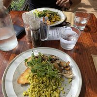 Scrambled tofu and mushrooms  at Tribe Cafe in Batemans Bay