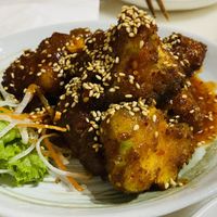 Crispy broccoli in yangnyeom at Lucky Cat Cafe in Northeast Singapore