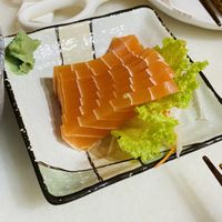 Salmon sashimi  at Lucky Cat Cafe in Northeast Singapore