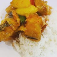 Sweet sour Fish rice   at Lucky Cat Cafe in Northeast Singapore