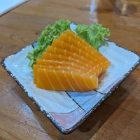 Salmon "sashimi" at Lucky Cat Cafe in Northeast Singapore