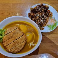 Japanese Katsu Curry Udon, Crispy Brocoli at Lucky Cat Cafe in Northeast Singapore