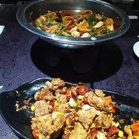 Explody crunchy fried dried chillis! 1000 Miles of Aroma (front) is amazing. at Fú Huì Lián Chéng 福慧莲城 - Longfeng Temple in Shenyang