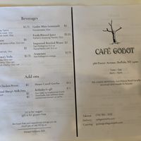 Beverage menu at Cafe Godot in Buffalo