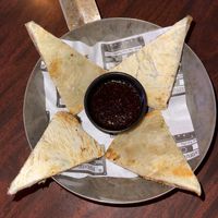 Vegan green onion cakes at Five & Dive in Edmonton