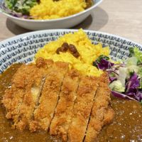 Tofu katsu curry and fried soy meat curry. at RUCY+R 横浜ジョイナス店 in Yokohama