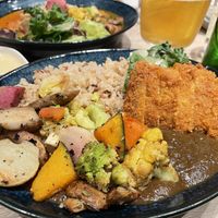 欧風ローストベジ、豆腐カツ、とろ〜りチーズ、((* ´艸｀)玄米／中盛  at RUCY+R 横浜ジョイナス店 in Yokohama