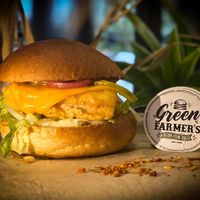 vegetal fish vegan burger  at Green Farmer's in Paris