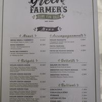 Vegan menu at Green Farmer's in Paris