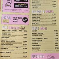 Menu at Green Farmer's in Paris