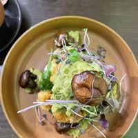 Lentil pancakes with curried chickpeas, avo and mushroom   at Elektra - Himalayan Alchemy House in Fitzroy