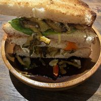 oyster mushroom sandwich (gluten free)  at Elektra - Himalayan Alchemy House in Fitzroy