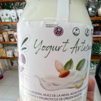 Vegan yogurt -made of nuts and almonds- in glass jar.  at Tulum Farmers Market in Tulum