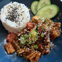 Tofu ribs. A lot of flavour abs very filling. The pineapple was fresh and gave it a great twist, even for someone who’s not a big fan of pineapple in food. at HANH Cafe & Market in Kyiv