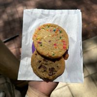 birthday cake and chocolate chunk   at Insomnia Cookies in Santa Barbara