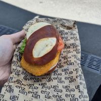 Schnitzel sandwich at Enzian Vegane Bäckerei in Zurich