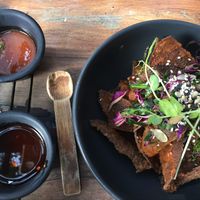 Breakfast. Chilaquiles vegan style. at Líquido y Sólido in Tulum