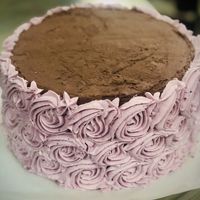 Chocolate GF/v cake with huckleberry cream frosting  at Markus Foods in Whitefish
