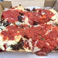 Green kale pizza  at Boxcar Pizza in Portland