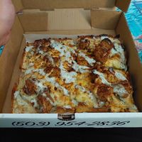 Spicy chicken with pickles pizza at Boxcar Pizza in Portland