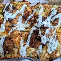 Nashville hot chicken pickle pizza at Boxcar Pizza in Portland