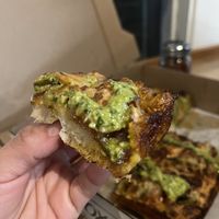 Jimmy Pesto slice  at Boxcar Pizza in Portland