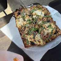 Sausage and cheese, add black olives!  at Boxcar Pizza in Portland