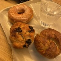 Lemon donut, blueberry muffin, nori knot  at Morethan Bakery in Tokyo