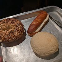 Vegan everything bagel, vanilla cream slice and melon bread! at Morethan Bakery in Tokyo