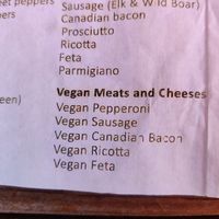 Vegan options at Al Forno Ferruzza Pizza in Rhododendron