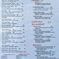 menu at Al Forno Ferruzza Pizza in Rhododendron
