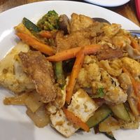 Veggies with Satay sauce and added tofu at Red Dragon in Heathcote