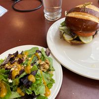 Salad and bean burger  at Bavarian Inn in Frankenmuth