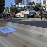 Outside seating, social distancing standard. at Señor Sisig in San Francisco