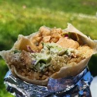 Señor siggi burrito with vegan chicken at Señor Sisig in San Francisco
