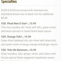 Specialties at House of Thai Cuisine in Ashland