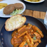 tempeh was sooo good, amazingly prepped in the fresh pomodoros 🍅 and just as the carbonaras & eggplant cordon bleu 💯 at Status Quo in Rome