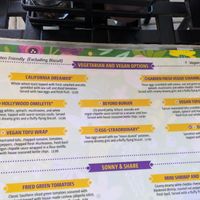 Vegan section of the menu at Flying Biscuit Cafe in Birmingham