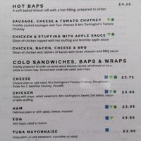 Menu at Bella's Coffee House in Hednesford