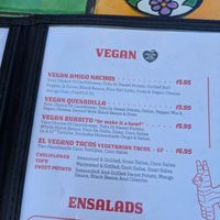 Menu at El Patron in Palm Springs